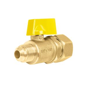 VALVULA DE CONTROL LATON PARA GAS 3/8'X1/2' TIPO BARRILITO