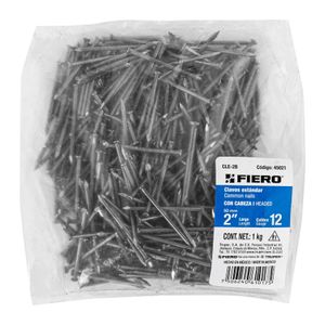 BOLSA CON 1 KG DE CLAVOS PARA CONCRETO GALVANIZADOS 2-1/2'