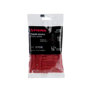 BOLSA CON 50 TAQUETES DE PLASTICO 1/4', FIERO