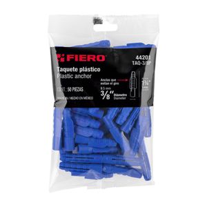 BOLSA CON 50 TAQUETES DE PLASTICO 3/8', FIERO