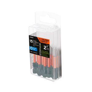 Estuche con 15 puntas de cruz PH2 de impacto largo 2'